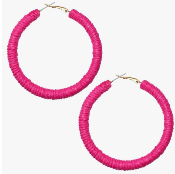 Wicker Rattan Hoops Oversized Statement Earrings Big Botanical Bohemian Hoop - Picture 5 of 5